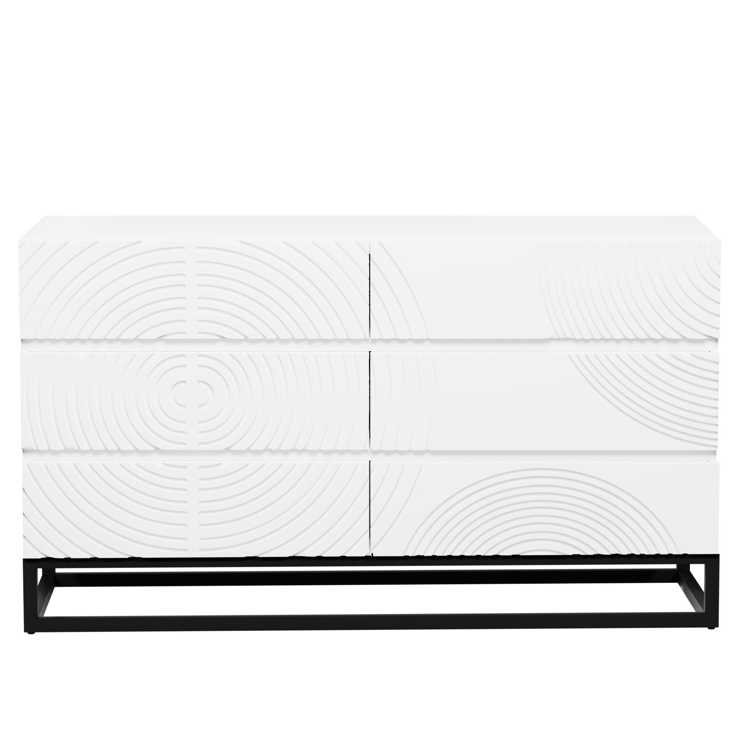 Read more about Wide white gloss patterned chest of 6 drawers with legs erin